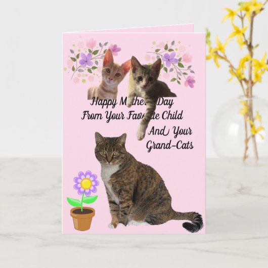 Fav Kind en Grandcats Moederdag Kaart (Gele Bloem)