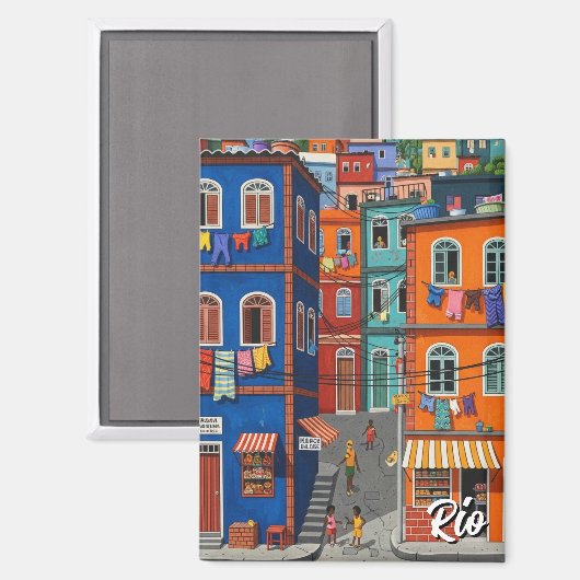 Favelas in Rio de Janeiro Magneet (Voorkant / Achterkant)