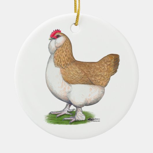 Faverolle Hen Keramisch Ornament (Voorkant)