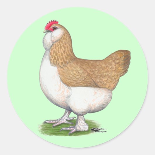 Faverolle Hen Ronde Sticker (Voorkant)