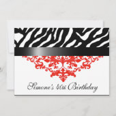 Favoloso Zebra Damask 40e Birthday Party Kaart (Voorkant)