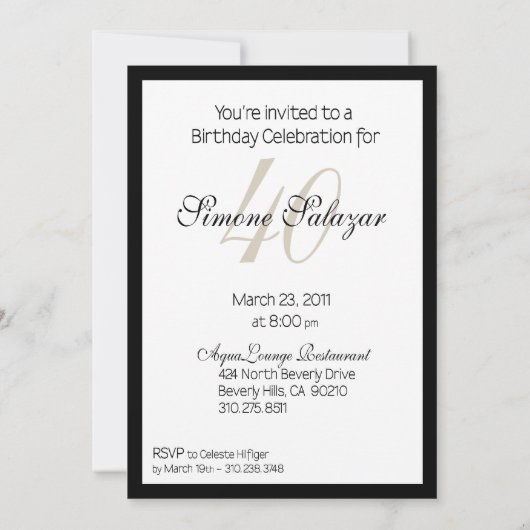 Favoloso Zebra Damask 40e Birthday Party Kaart (Achterkant)