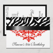 Favoloso Zebra Damask 40e Birthday Party Kaart (Voorkant / Achterkant)