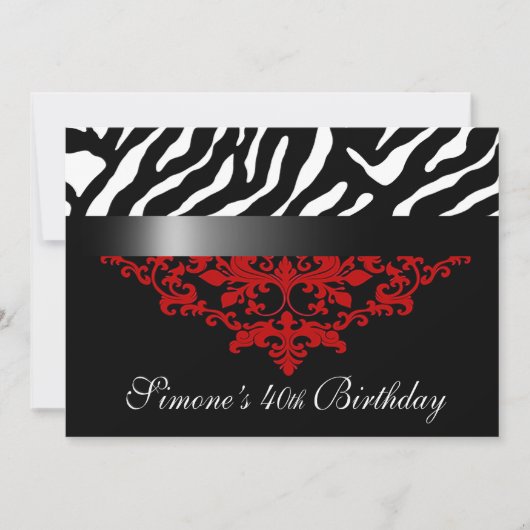 Favoloso Zebra Damask 40e Birthday Party Kaart (Voorkant)