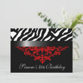 Favoloso Zebra Damask 40e Birthday Party Kaart (Staand voorkant)