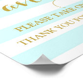 Favor Baby Shower Bord Blauwe Streep Gouden Confet Poster (Hoek)