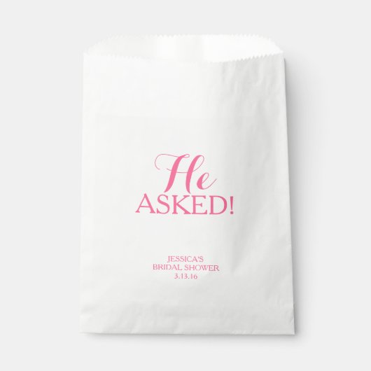 Favor Bag - Hij vroeg Bedankzakje (Voorkant)