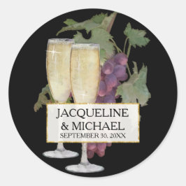 Favor Bag Seals Wijn Champagne Wijngaard Bruiloft Ronde Sticker