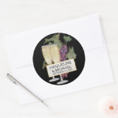 Favor Bag Seals Wijn Champagne Wijngaard Bruiloft Ronde Sticker (Envelop)