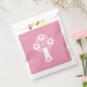 Favor Bags Floral Cross Christening Rose Pink Bedankzakje (Gezegeld)