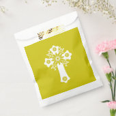 Favor Bags Floral Cross Christening Yellow Bedankzakje (Gezegeld)