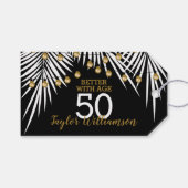 Favor Black and Gold Birthday Cadeaulabel (Voorkant (Horizontaal))