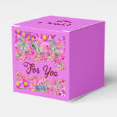 Favor Box Cube2 (roze bloemmix) RFPMDesigns©️2024 Bedankdoosjes (Voorkant Zijde)