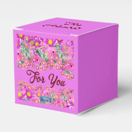 Favor Box Cube2 (roze bloemmix) RFPMDesigns©️2024 Bedankdoosjes