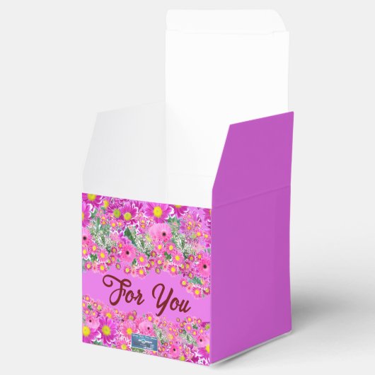 Favor Box Cube2 (roze bloemmix) RFPMDesigns©️2024 Bedankdoosjes (Geopend)