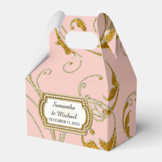 Favor Box Glam Old Hollywood Regency Black Stropda Bedankdoosjes (Voorkant Zijde)