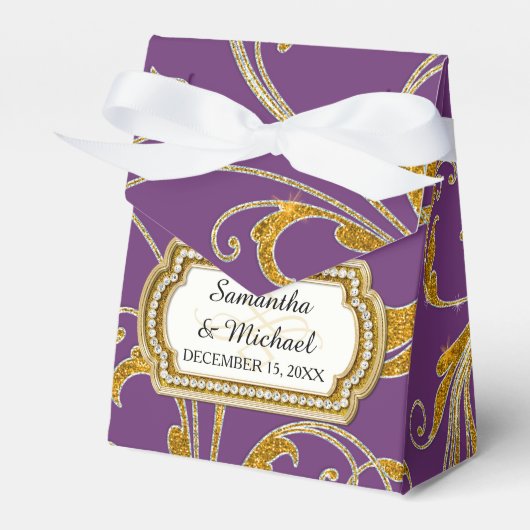 Favor Box Glam Old Hollywood Regency Black Stropda Bedankdoosjes (Voorkant Zijde)