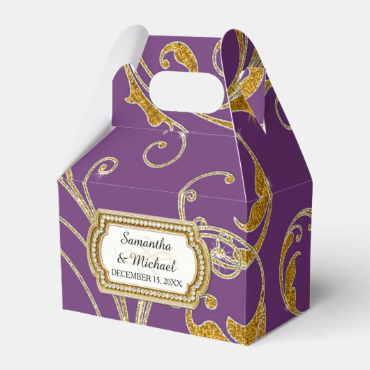 Favor Box Glam Old Hollywood Regency Black Stropda Bedankdoosjes (Voorkant Zijde)