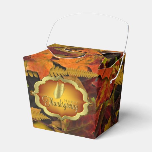 Favor Box - Herfstbladeren Happy Thanksgiving Bedankdoosjes (Voorkant Zijde)