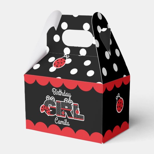 Favor Box Lady bug verjaardag Meisje Bedankdoosjes (Voorkant Zijde)