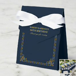 Favor Boxes Chic Navy Gold Art Deco 80th Birthday Bedankdoosjes