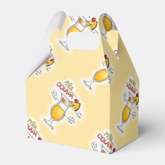 FAVOR BOXES - PINA COLADA RECIPE COCKTAIL ART BEDANKDOOSJES (Voorkant Zijde)