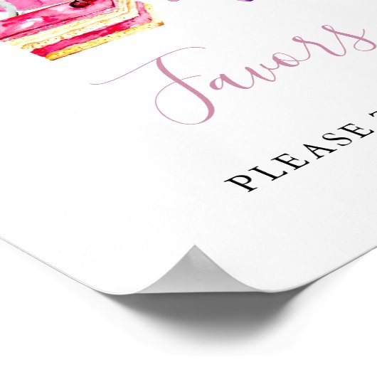 Favor Bruiloft Thee Feest Roze Waterverf Poster (Hoek)