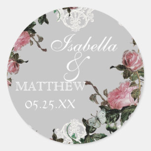 Favor Cadeau Stickers of zegels, Trellis Roos Vint