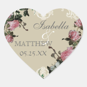 Favor Cadeau Stickers of zegels, Trellis Roos Vint