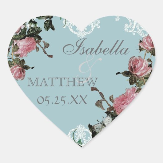 Favor Cadeau Stickers of zegels, Trellis Roos Vint (Voorkant)