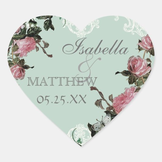 Favor Cadeau Stickers of zegels, Trellis Roos Vint (Voorkant)