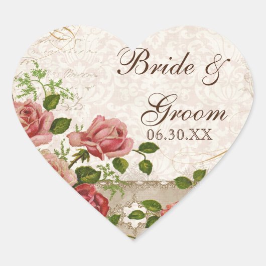 Favor Cadeau Stickers of zegels, Trellis Roos Vint (Voorkant)