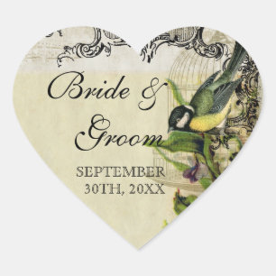 Favor Cadeauzegels Labels Geel Lied Vogelkooi Flor