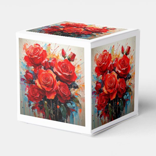 Favor doos - De Rode Rozen Kunstwerk Bedankdoosjes (Achterkant)