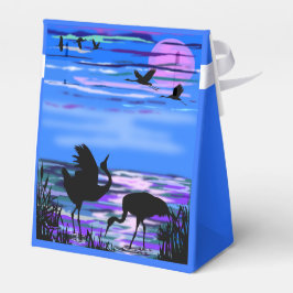Favor Doos met Zonsondergang Meer Kraanvogels Voge Bedankdoosjes