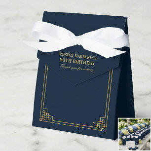 Favor Dozen Chic Navy Goud Art Deco 80ste Verjaard Bedankdoosjes