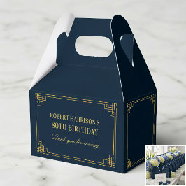 Favor Dozen Navy Goud Art Deco 80ste Verjaardag Bedankdoosjes