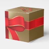 Favor/Gift Box - Rood strik & lint op goud Bedankdoosjes (Voorkant Zijde)
