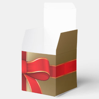 Favor/Gift Box - Rood strik & lint op goud Bedankdoosjes