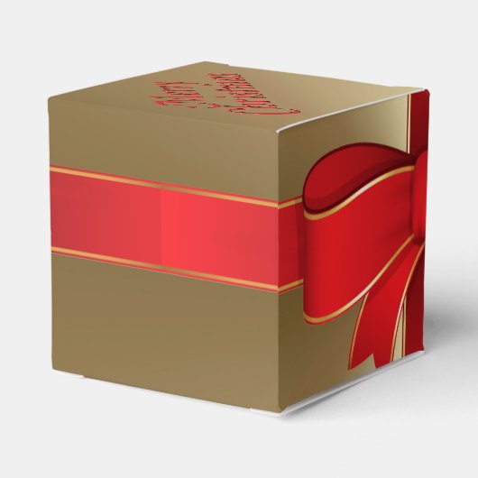 Favor/Gift Box - Rood strik & lint op goud Bedankdoosjes (Achterkant)