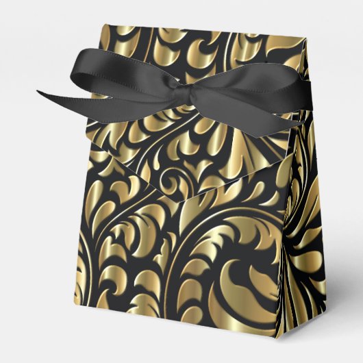 Favor/Gift Boxes - Drama in Black en Gold Bedankdoosjes (Voorkant Zijde)