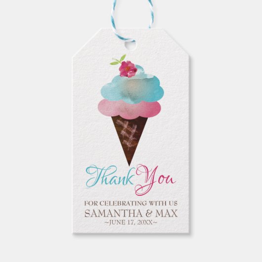 Favor Gift Label Ice Cream Cone BIRTHDAY Cadeaulabel (Voorkant)
