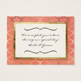 Favor Gift Labels Art Deco Shell Faux Gold Wedding Visitekaartjes