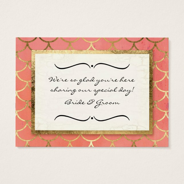 Favor Gift Labels Art Deco Shell Faux Gold Wedding Visitekaartjes (Achterkant)