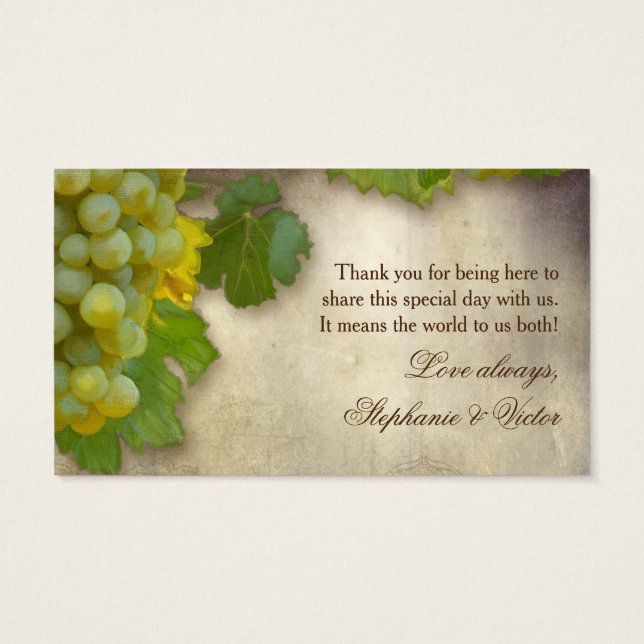 Favor Gift Labels DIY Chardonnay Grape Vineyard Ar Visitekaartje (Achterkant)