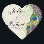 Favor Gift Sticker - Peacock Feathers Wedding Seal<br><div class="desc">Dit is een elegante en geavanceerde Favor Gift-zegel of -sticker. Het mengt het beste van traditie en de versheid van de hedendaagse. Het mengen van met de hand geschilde achtergronden met de wenken van de kant en een hedendaags kunstwerk van de waterverf vreugdeveren die hand geschilderd worden door Audrey Jeanne...</div>