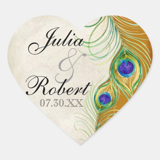 Favor Gift Sticker - Peacock Feathers Wedding Seal (Voorkant)