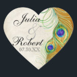 Favor Gift Sticker - Peacock Feathers Wedding Seal<br><div class="desc">Dit is een elegante en geavanceerde Favor Gift-zegel of -sticker. Het mengt het beste van traditie en de versheid van de hedendaagse. Het mengen van met de hand geschilde achtergronden met de wenken van de kant en een hedendaags kunstwerk van de waterverf vreugdeveren die hand geschilderd worden door Audrey Jeanne...</div>