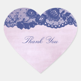 Favor Heart Roos Lila Blue Navy Lace Dank u Hart Sticker