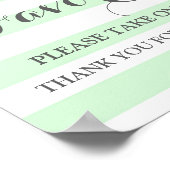 Favor Kaart Baby Shower Teken Mint Bloemen Strepen Poster (Hoek)